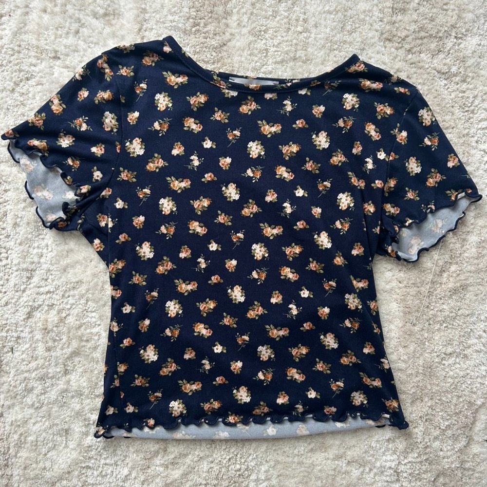 Gaze Blue Floral Roses Shirt